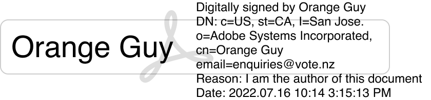 Example of an Adobe typed signature